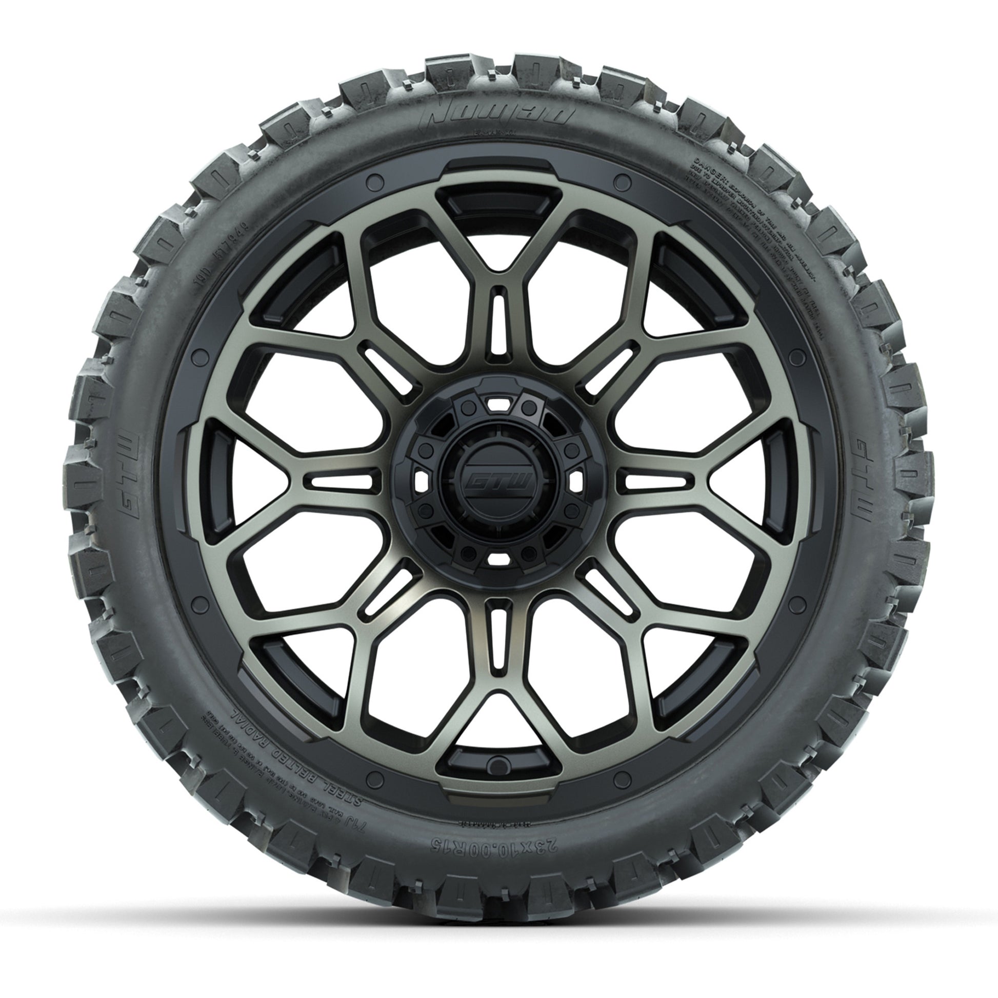Set of (4) 15″ GTW Bravo Bronze Wheels with 23x10-R15 Nomad All-Terrain Tires