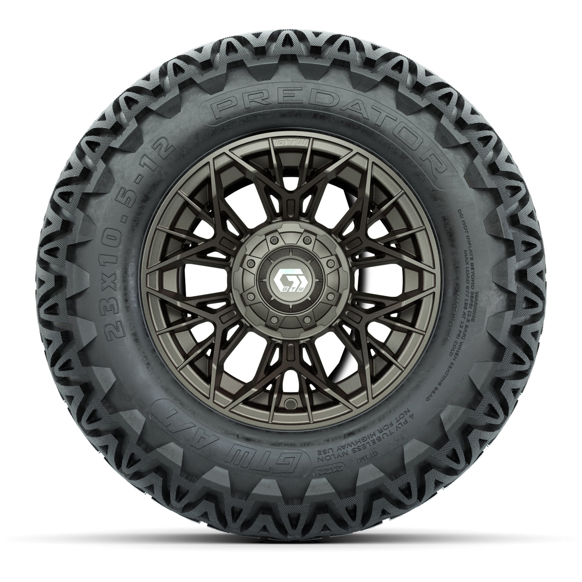 Set of (4) 12 in GTW® Stellar Matte Bronze Wheels with 23x10.5-12 Predator All-Terrain Tires