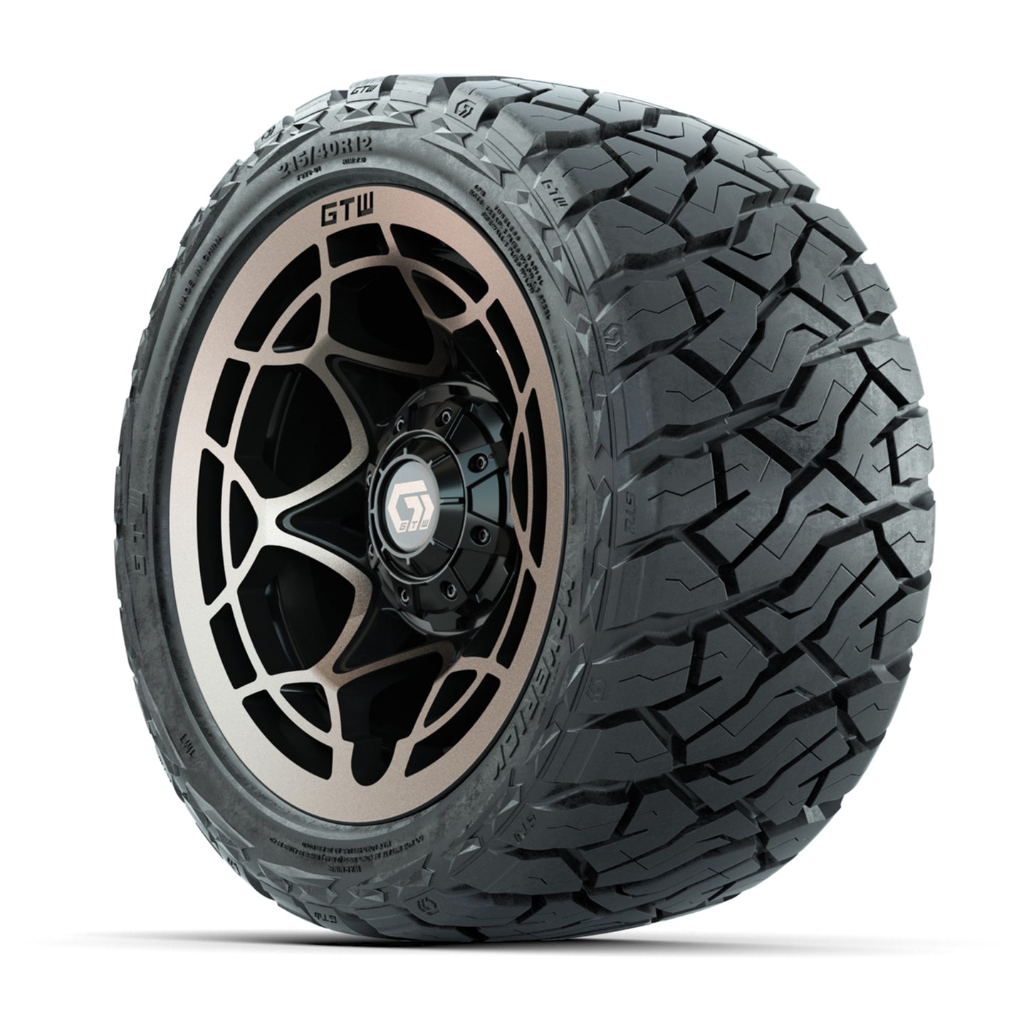 GTW Nexus Gloss Black/Bronze 12 in Wheels with 215/40-R12 Maverick Low-Profile All-Terrain Tires – Full Set