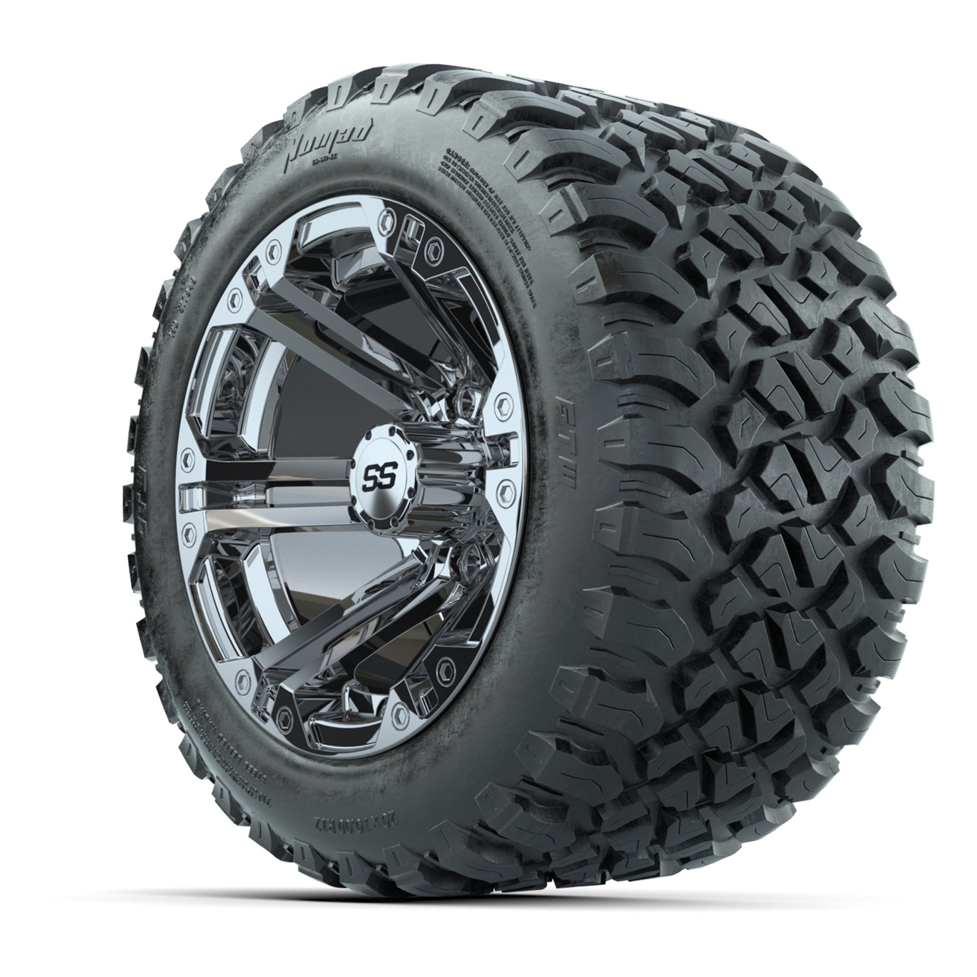 GTW® Specter Chrome 12 in Wheels with 20X10-12 Nomad Steel Belt Radial All-Terrain Tires – Full Set