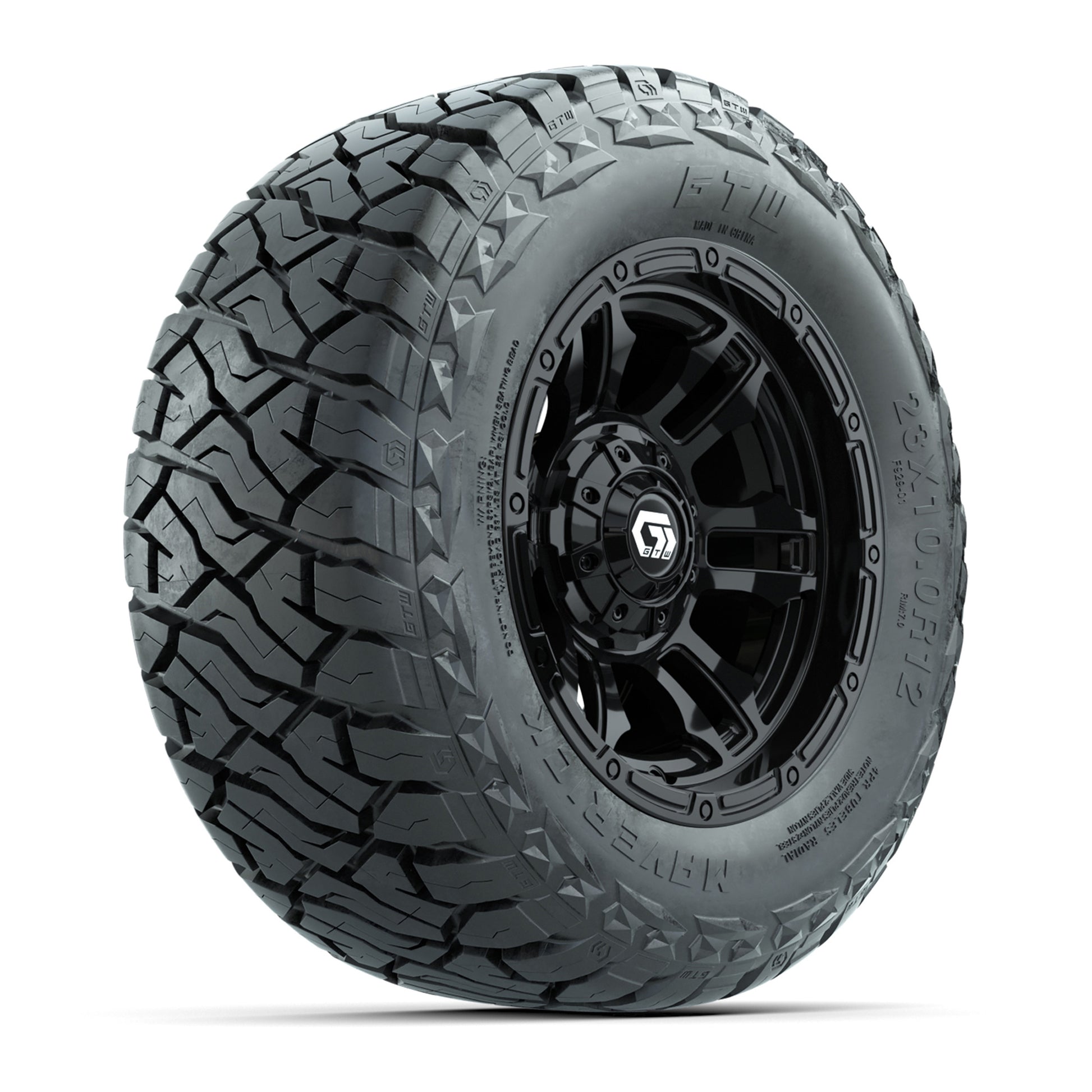 GTW Shogun Black 12 in Wheels with 23x10.00-R12 Maverick All-Terrain Tires – Full Set