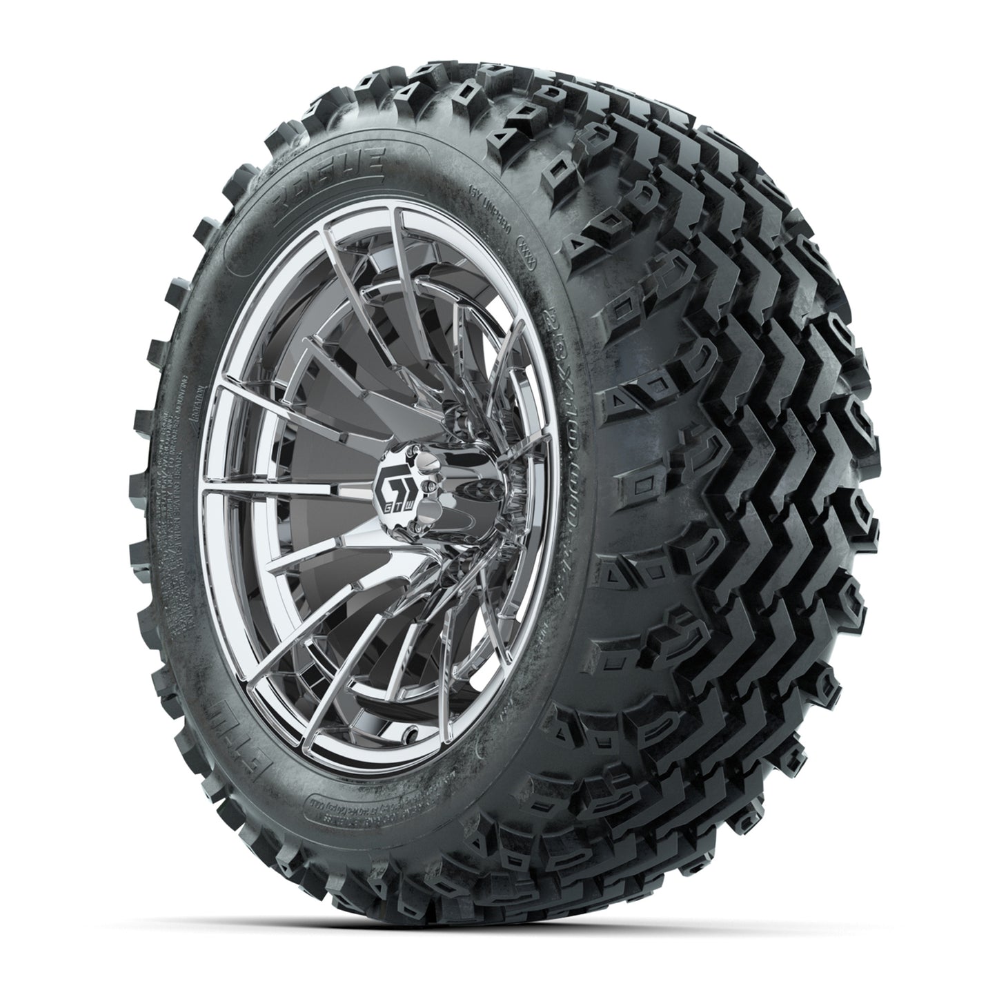 GTW® Boost Chrome 14 in Wheels with 23X10-14 Rogue All-Terrain Tires – Full Set