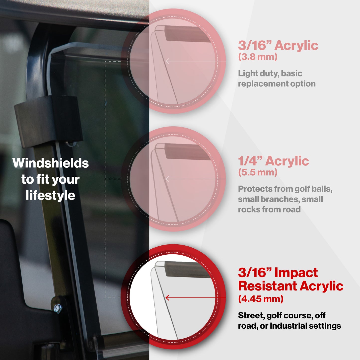 RedDot Evolution D5 Ranger & Maverick Clear Impact Modified Folding Windshield