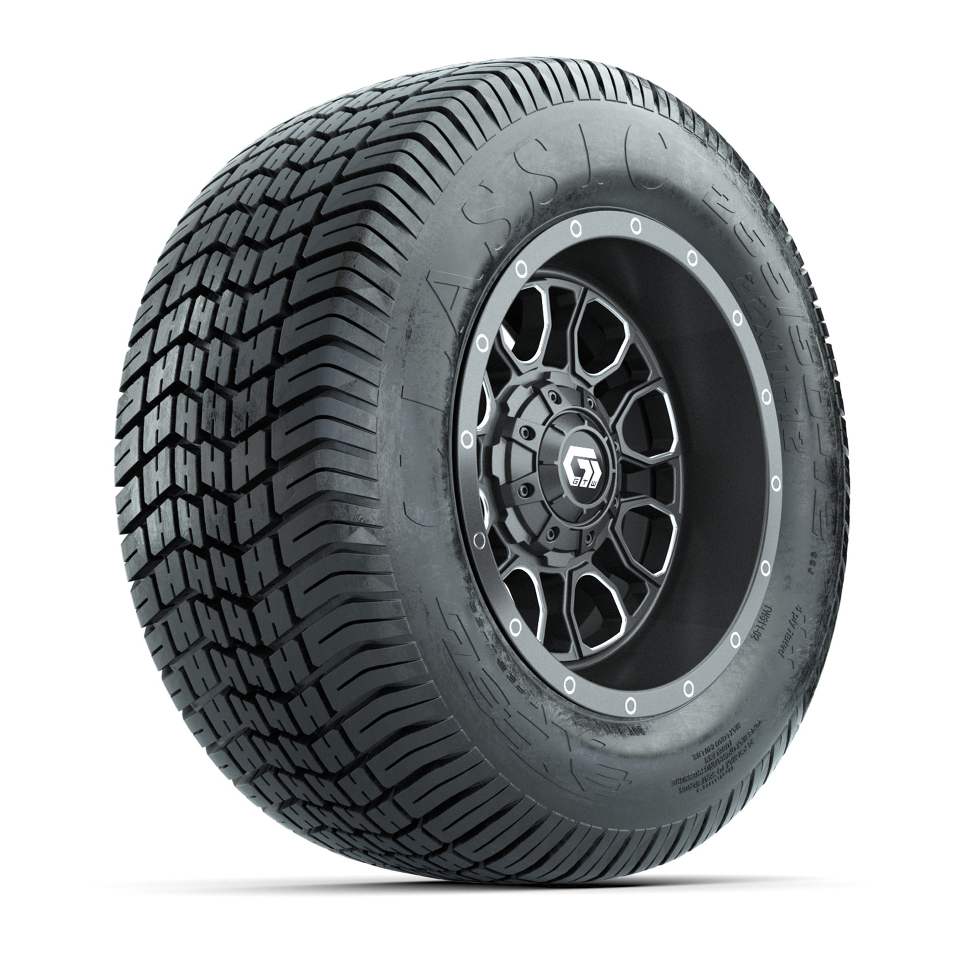 GTW® Volt Gunmetal 12 in Wheels with 255/50-12 Excel Classic Street Tires – Full Set