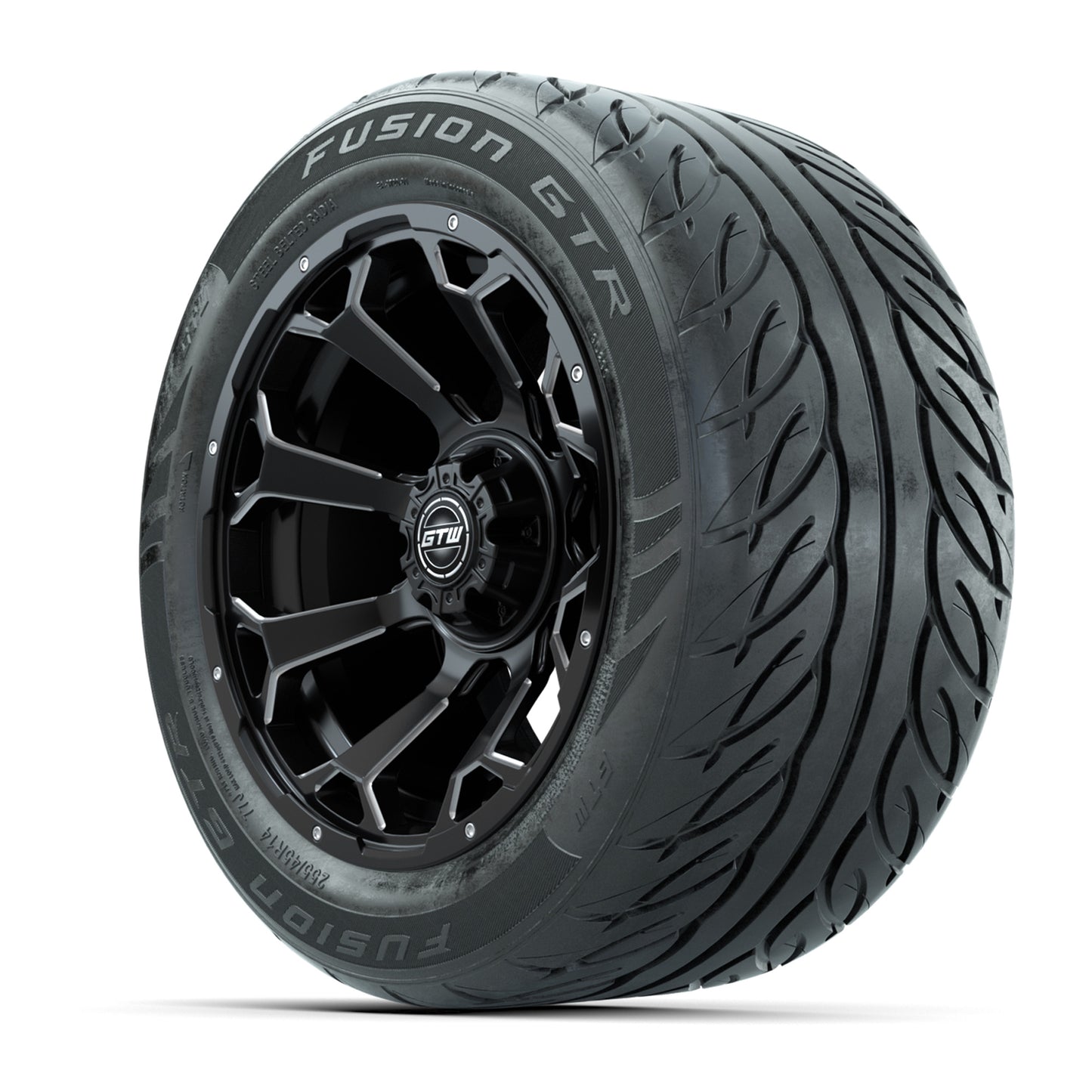 Set of (4) 14 in GTW Raven Wheels with 255/45-R14 Fusion GTR Street Tires