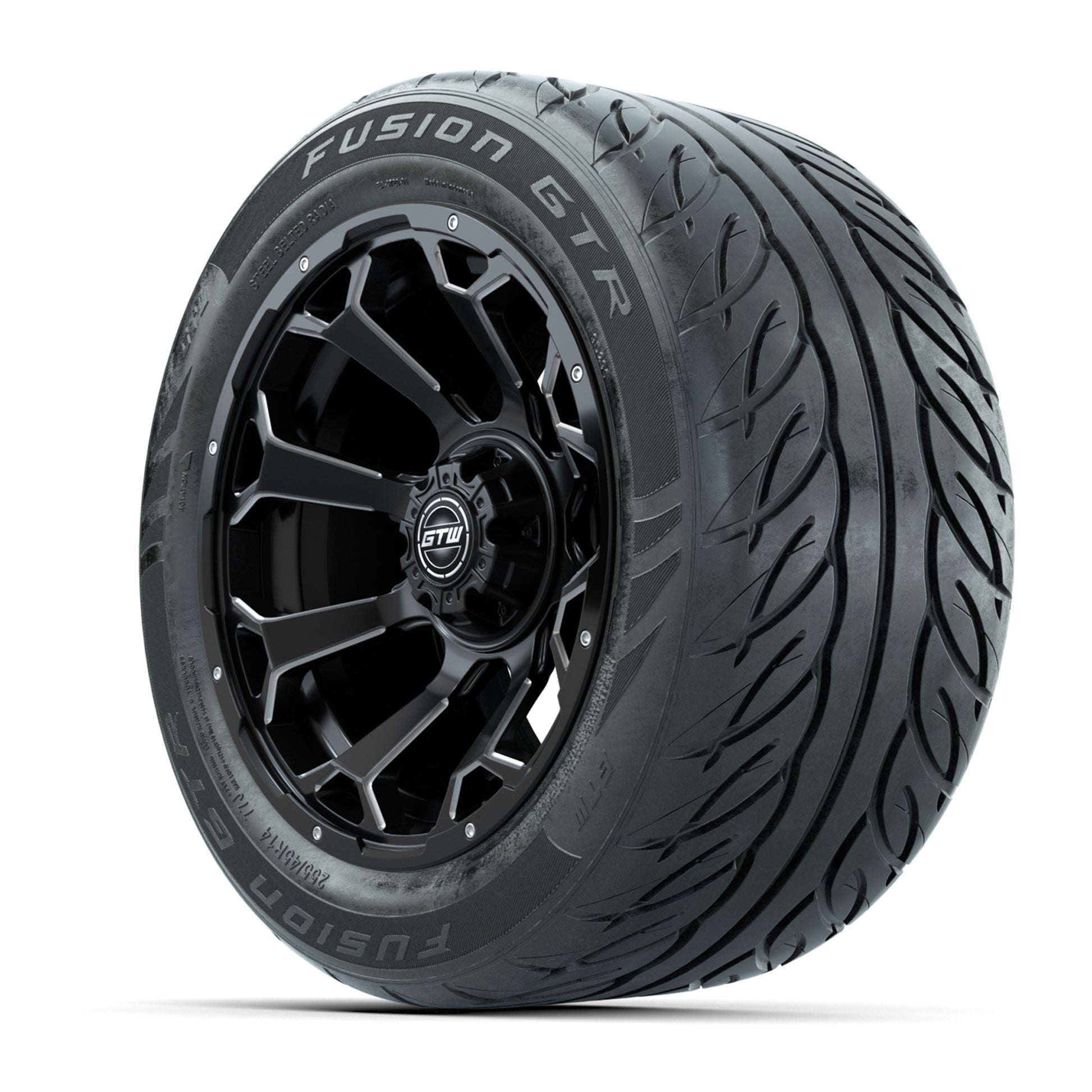Set of (4) 14 in GTW Raven Wheels with 255/45-R14 Fusion GTR Street Tires
