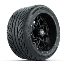 GTW® Vortex 2 Matte Black 12 in Wheels with 215/40-R12 Fusion GTR Steel Belt Radial Street Tires – Full Set