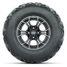 GTW® Spyder Matte Gray/Machined 12 in Wheels with 25X10-12 Barrage Mud Tires – Full Set