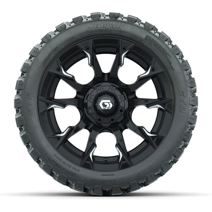 GTW® Diablo Gloss Black/Machined 14 in Wheels with 23X10-R14 Nomad Steel Belt Radial All-Terrain Tires – Full Set