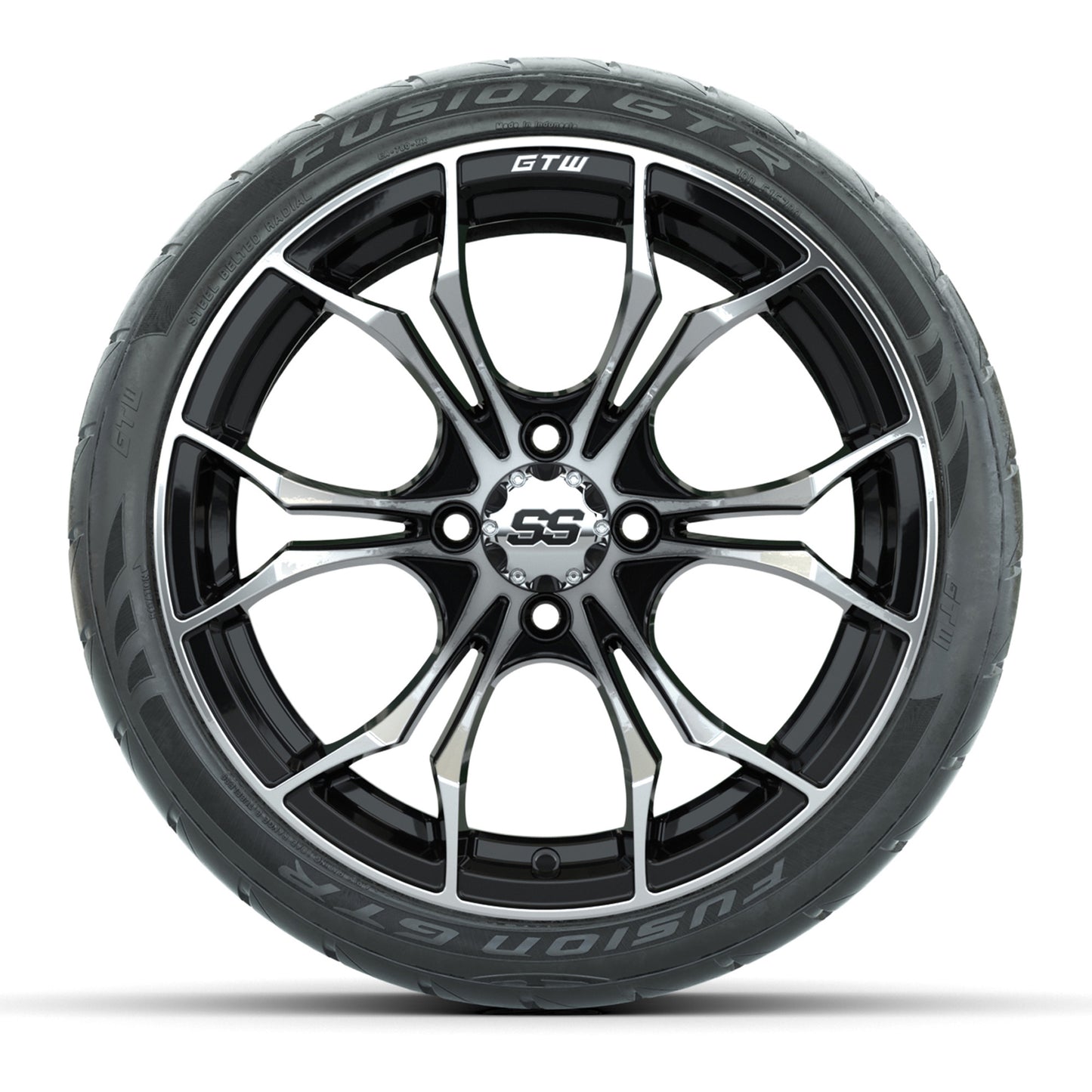 GTW Spyder Machined/Black 15 in Wheels with 215/40-R15 Fusion GTR Street Tires – Full Set