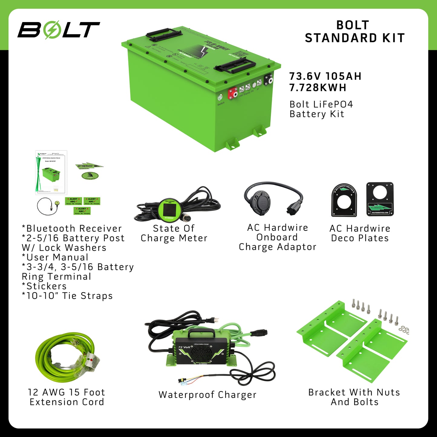 Bolt Energy Bad Boy Buggies 74V 74V 105AH Heated Standard Battery Kit