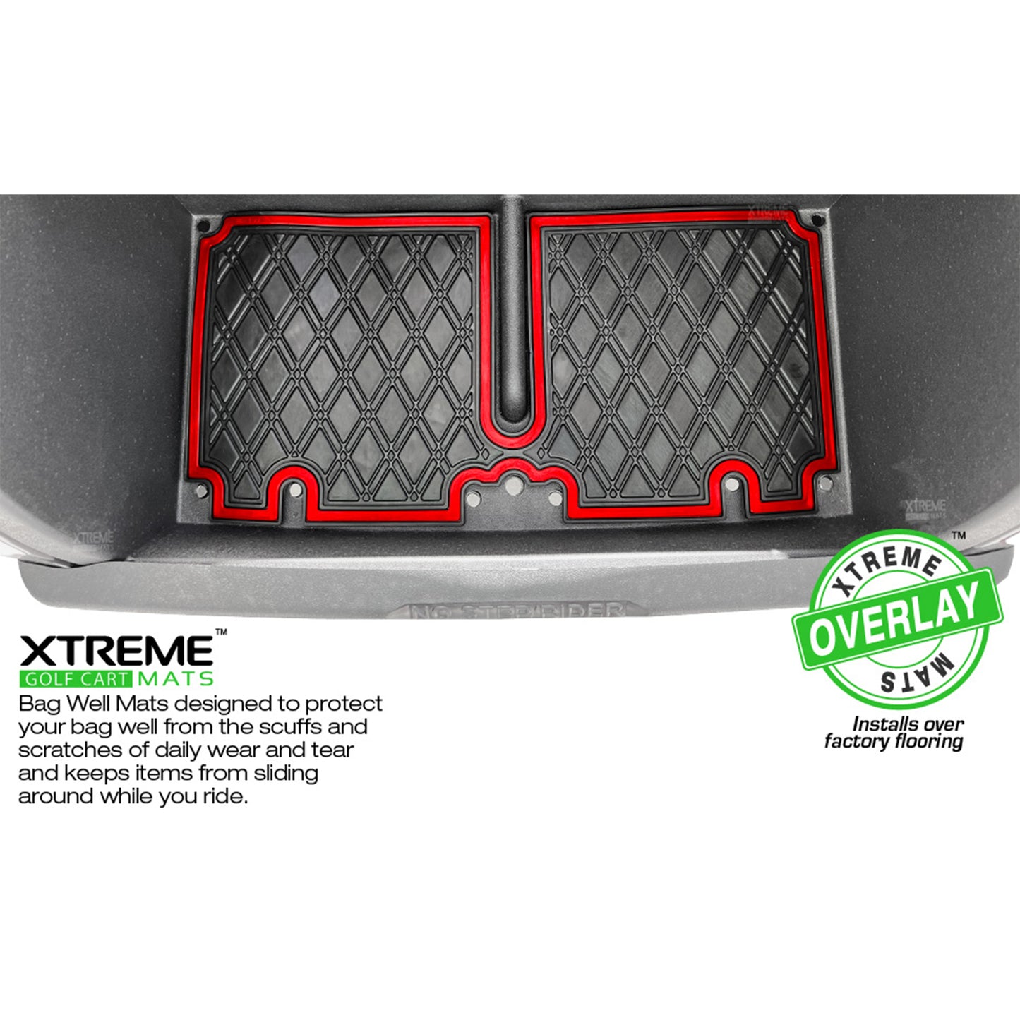 Xtreme Bag Well Mats for EZGO TXT - Black/Blue