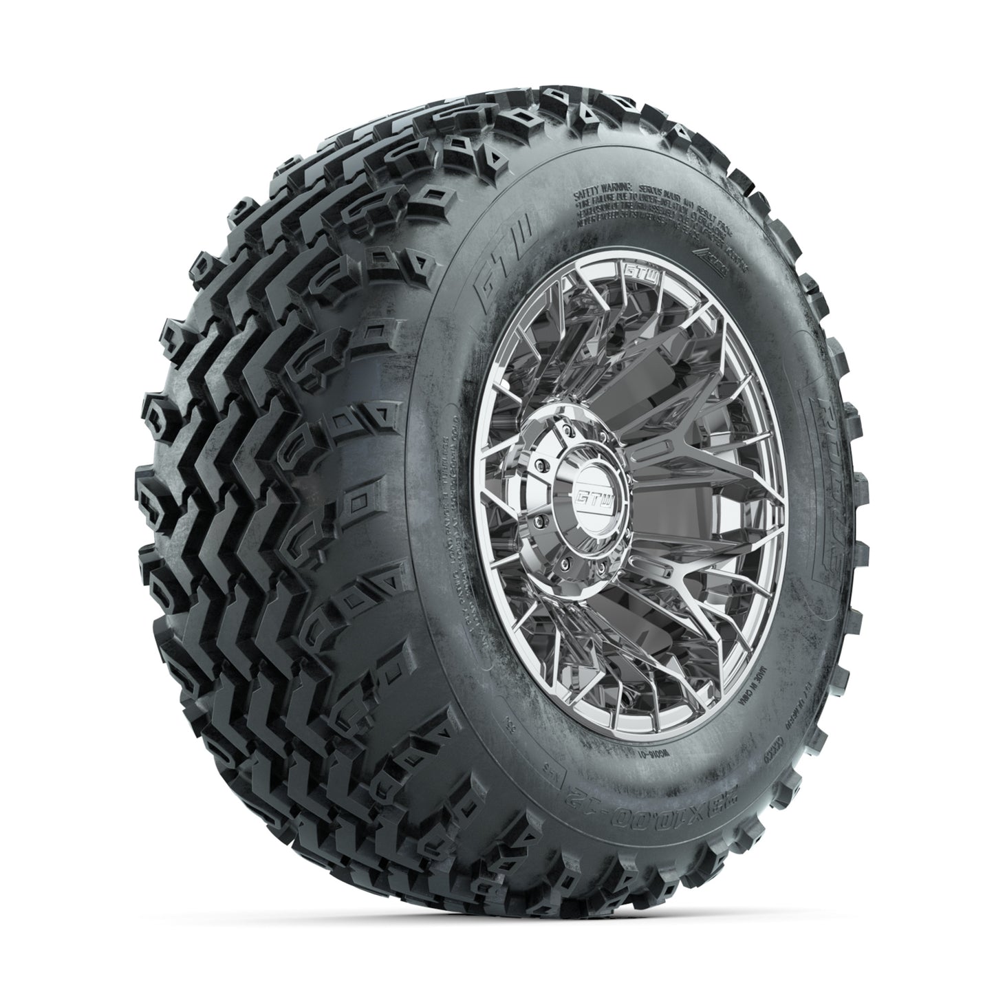 GTW Stellar Chrome 12 in Wheels with 23x10.00-12 Rogue All Terrain Tires - Full Set