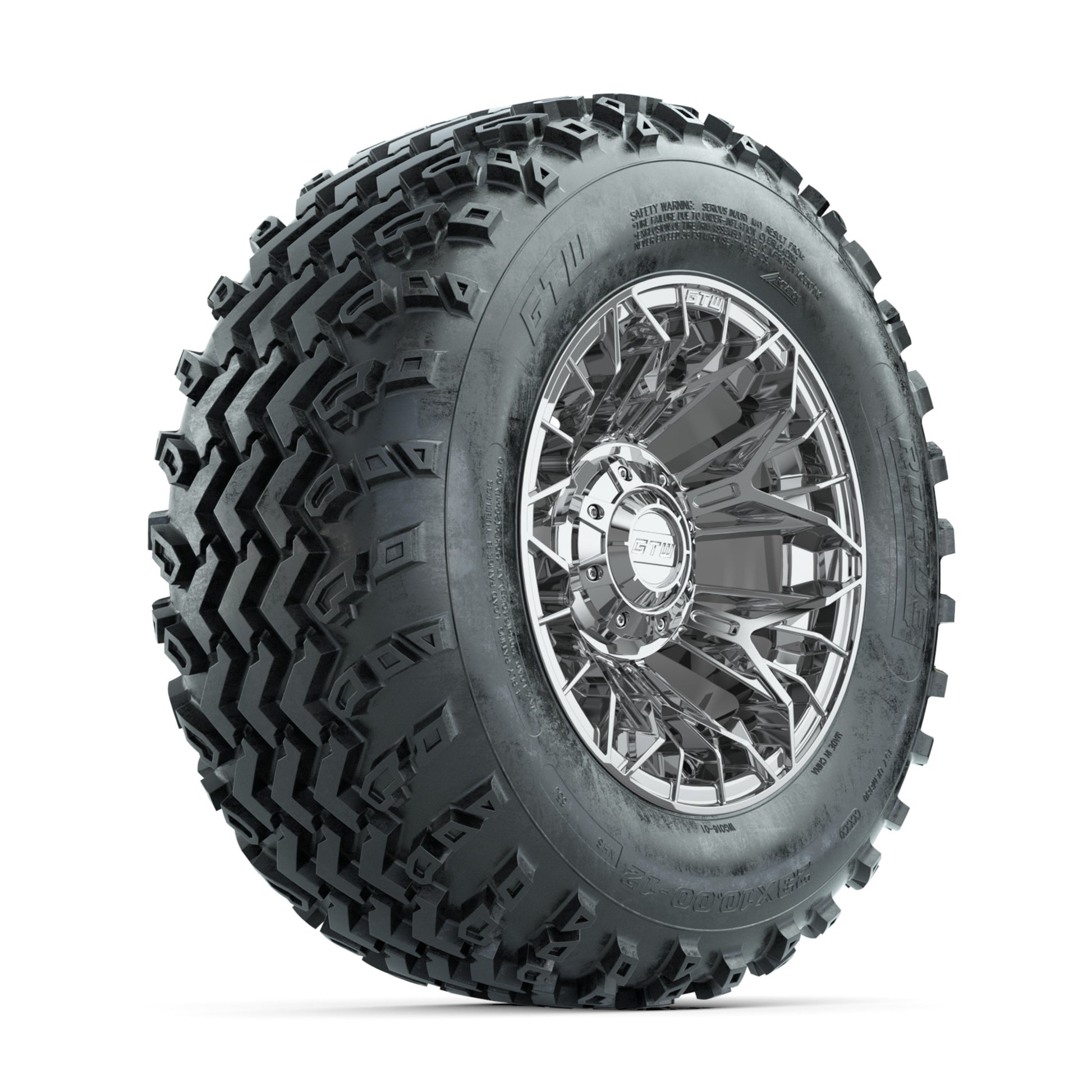 GTW Stellar Chrome 12 in Wheels with 23x10.00-12 Rogue All Terrain Tires - Full Set