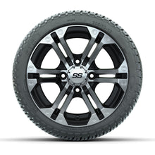GTW Specter Black/Machined 12 in Wheels with 205/30-12 Fusion Street Tires - Full Set
