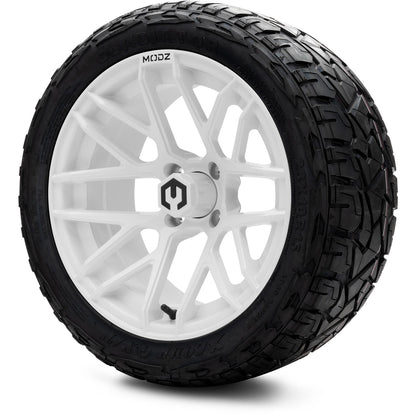 MODZ® 15" Matrix Glossy White Wheels & Off-Road Tires Combo