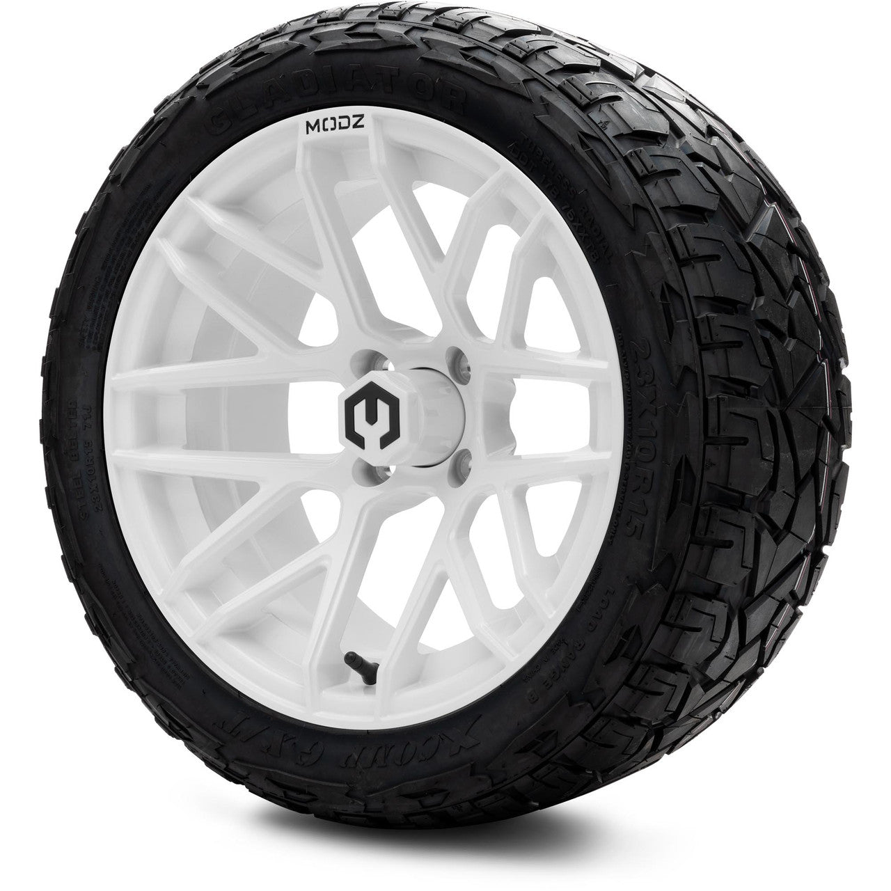 MODZ® 15" Matrix Glossy White Wheels & Off-Road Tires Combo