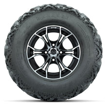 GTW® Spyder Black/Machined 12 in Wheels with 25X10-12 Barrage Mud Tires – Full Set