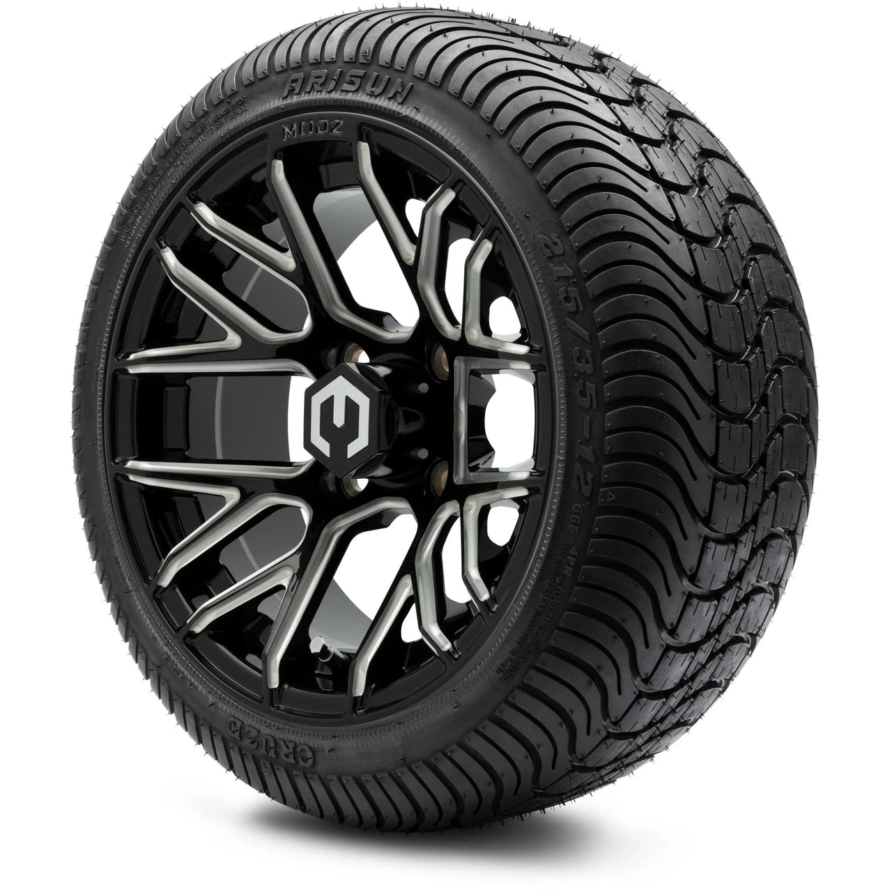 MODZ® 12" Matrix Glossy Black with Ball Mill Wheels & Street Tires Combo