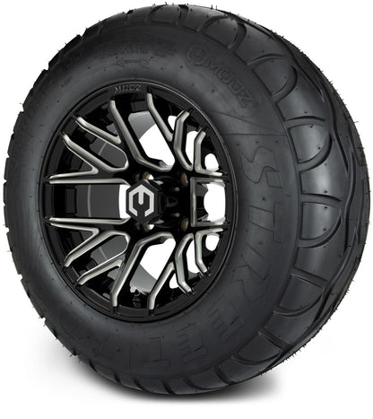 MODZ® 12" Matrix Glossy Black with Ball Mill Wheels & Street Tires Combo