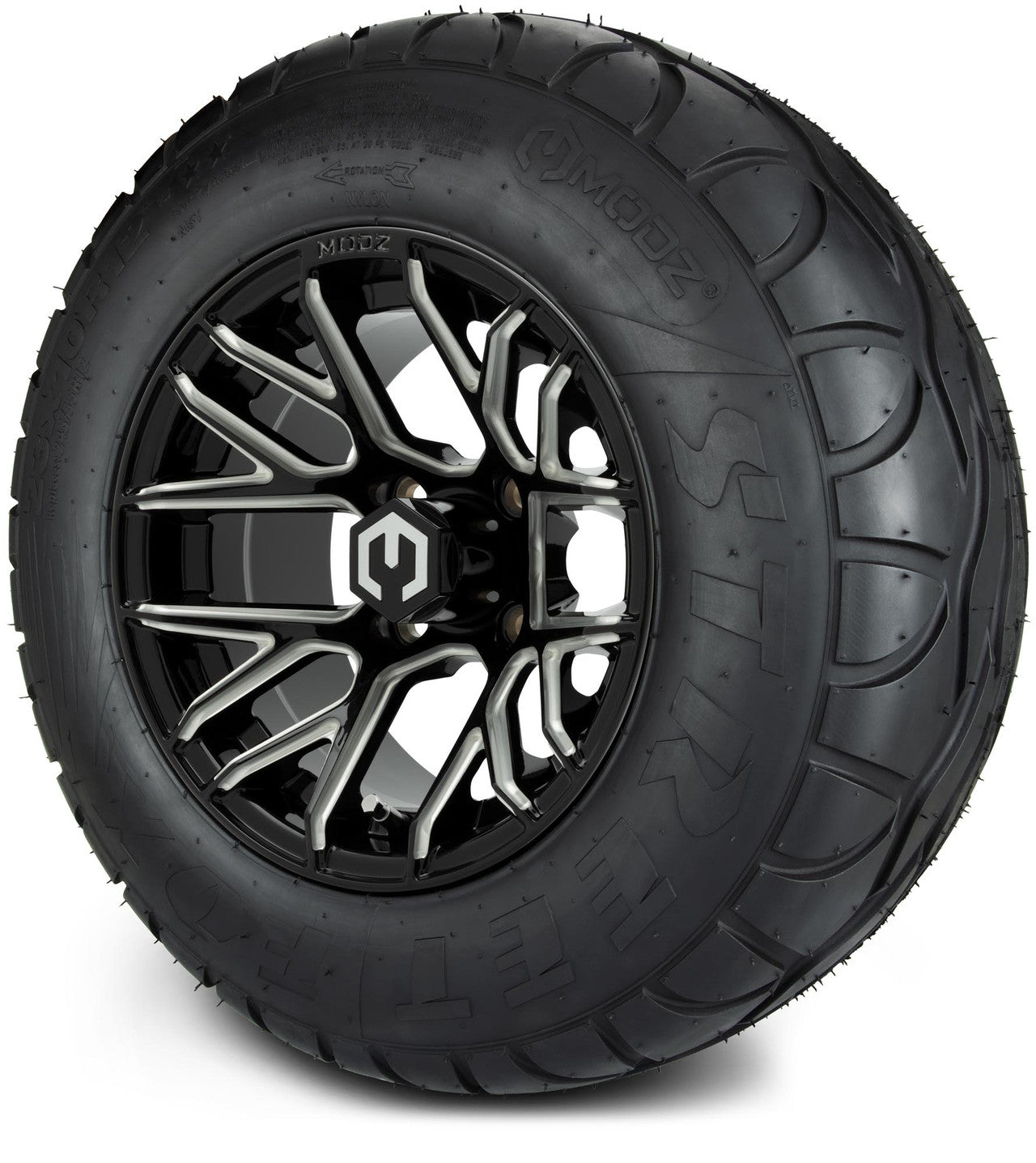 MODZ® 12" Matrix Glossy Black with Ball Mill Wheels & Street Tires Combo