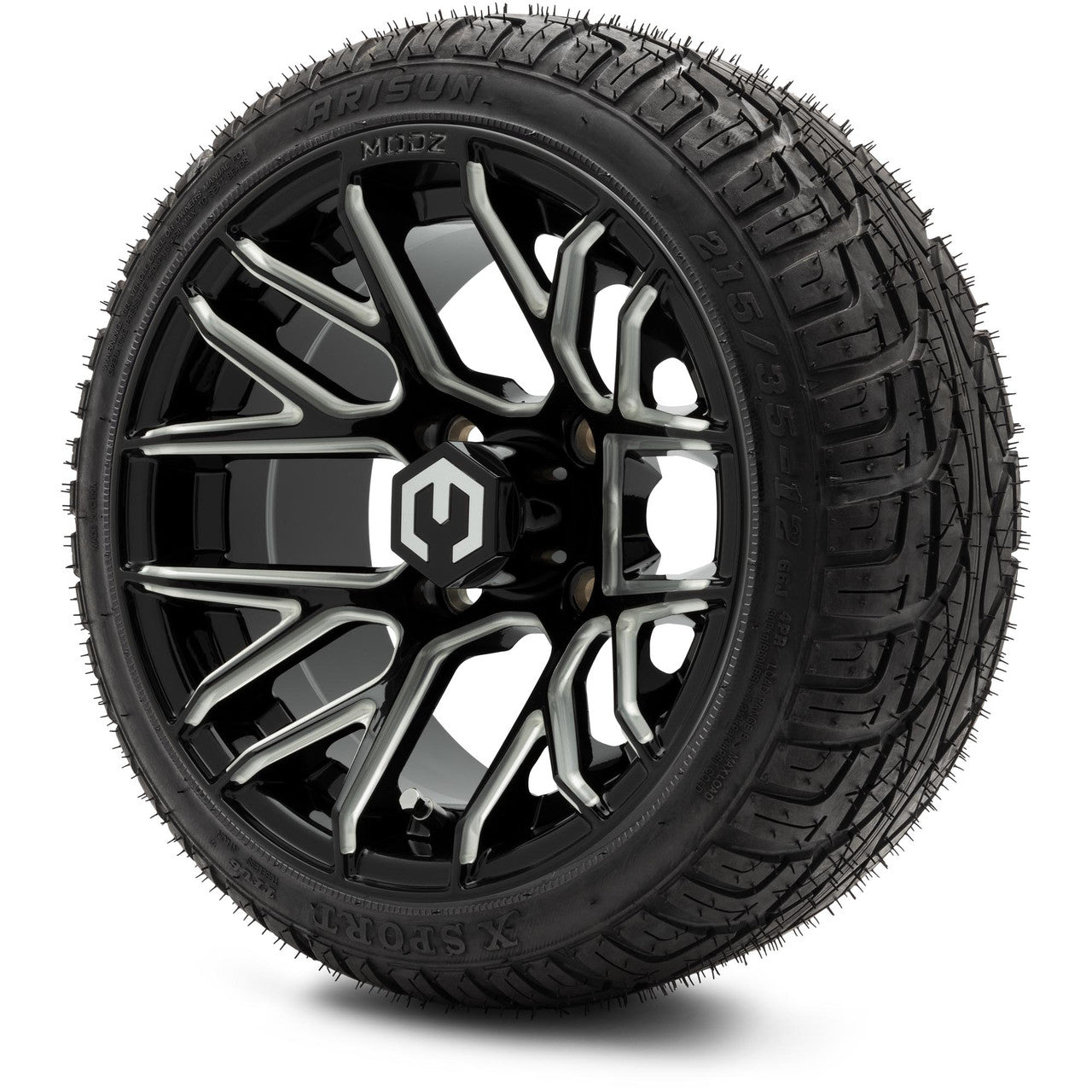 MODZ® 12" Matrix Glossy Black with Ball Mill Wheels & Street Tires Combo