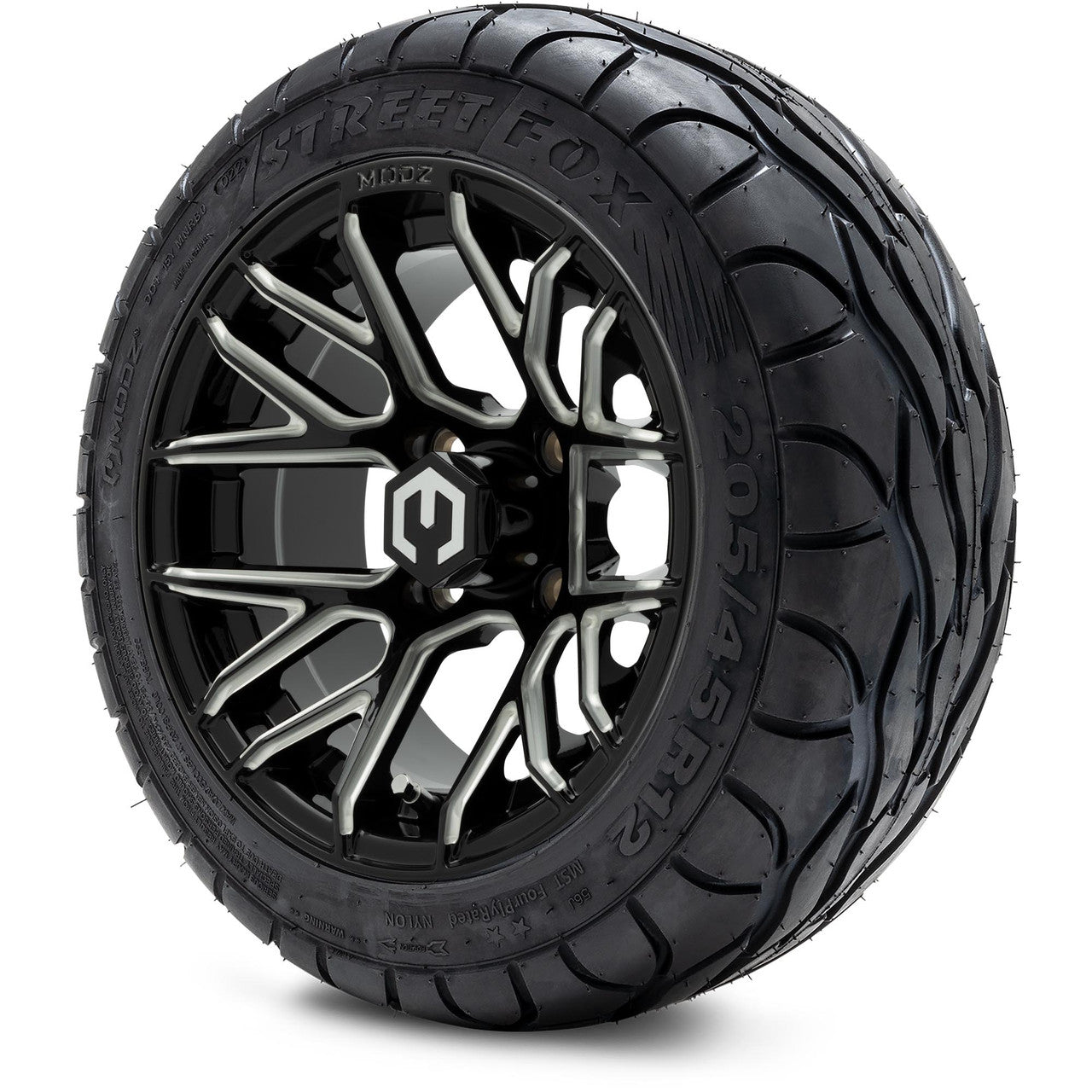 MODZ® 12" Matrix Glossy Black with Ball Mill Wheels & Street Tires Combo