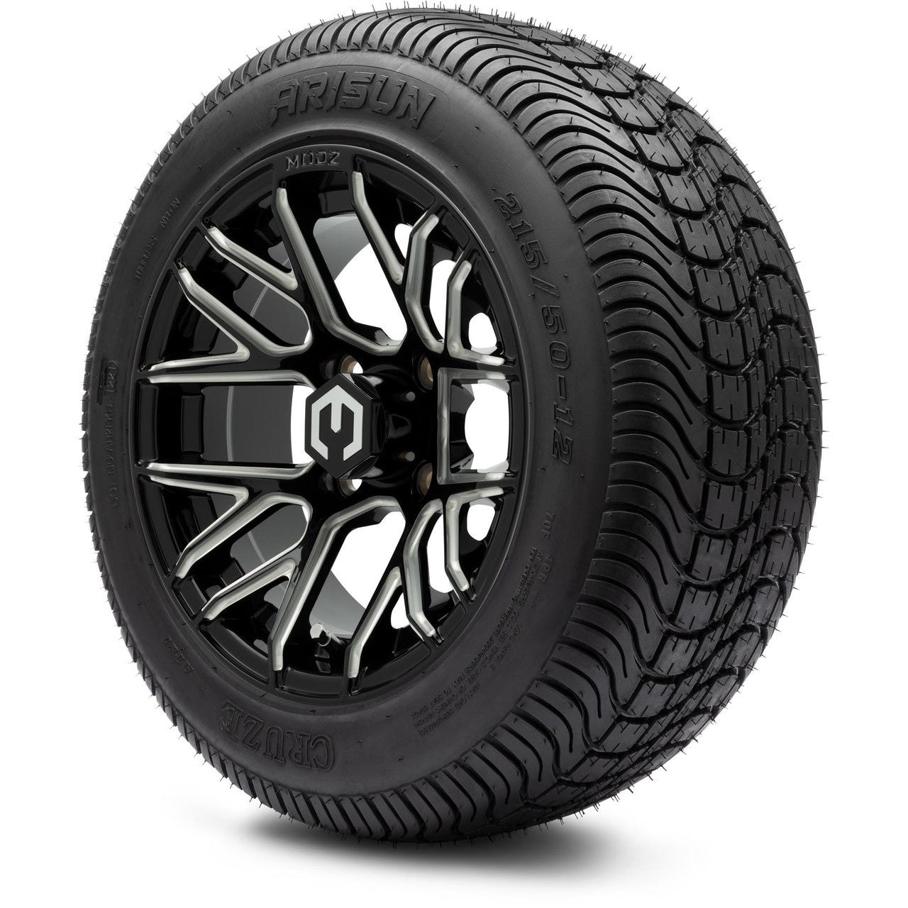 MODZ® 12" Matrix Glossy Black with Ball Mill Wheels & Street Tires Combo