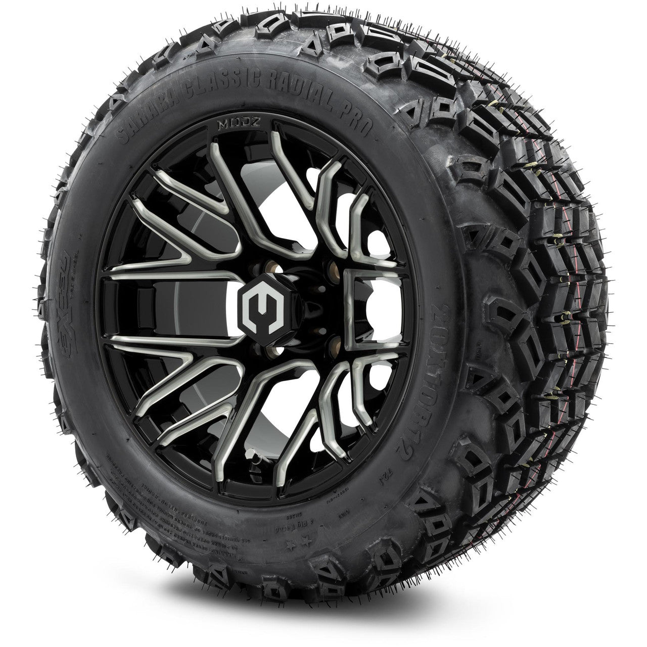 MODZ® 12" Matrix Glossy Black with Ball Mill Wheels & Off-Road Tires Combo