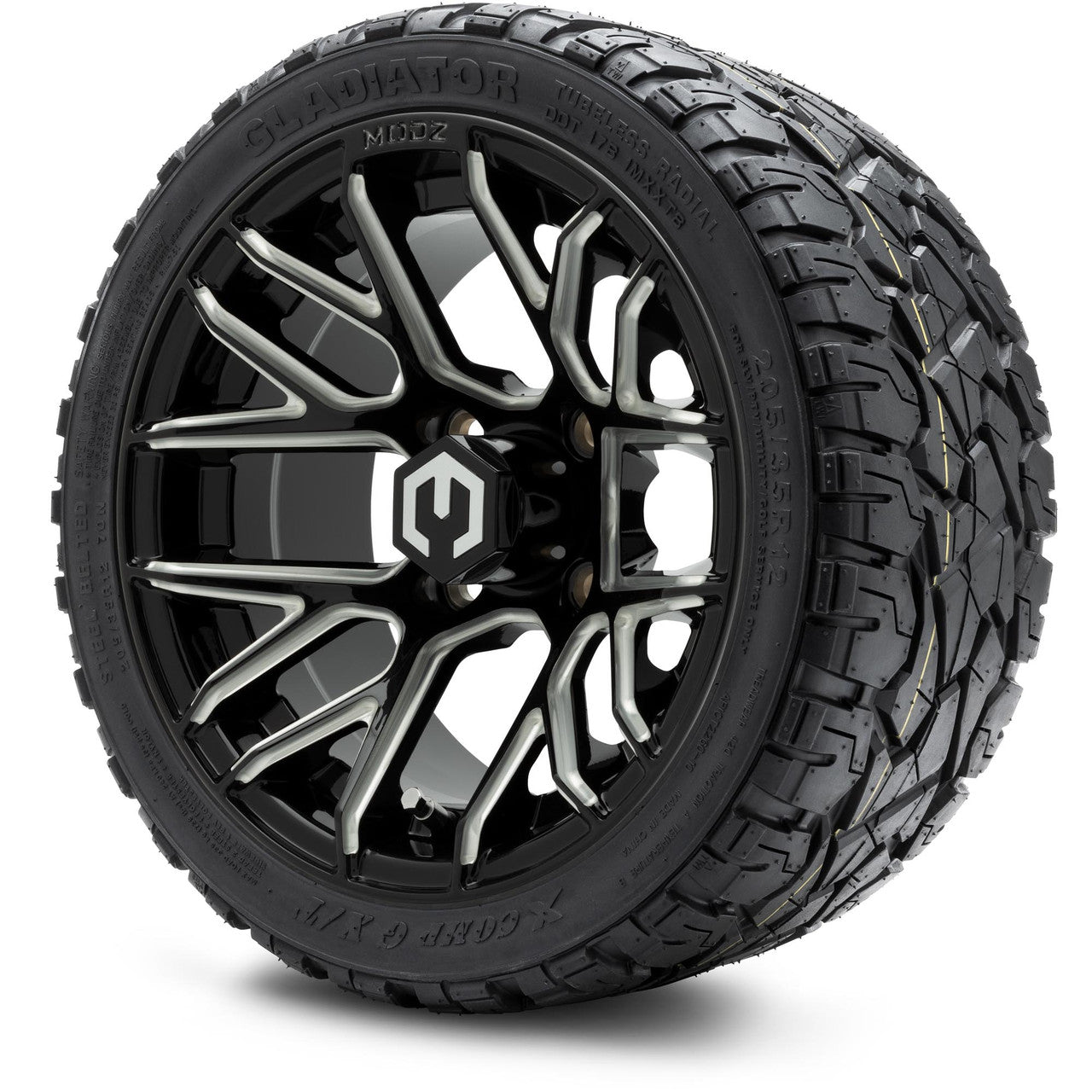 MODZ® 12" Matrix Glossy Black with Ball Mill Wheels & Off-Road Tires Combo