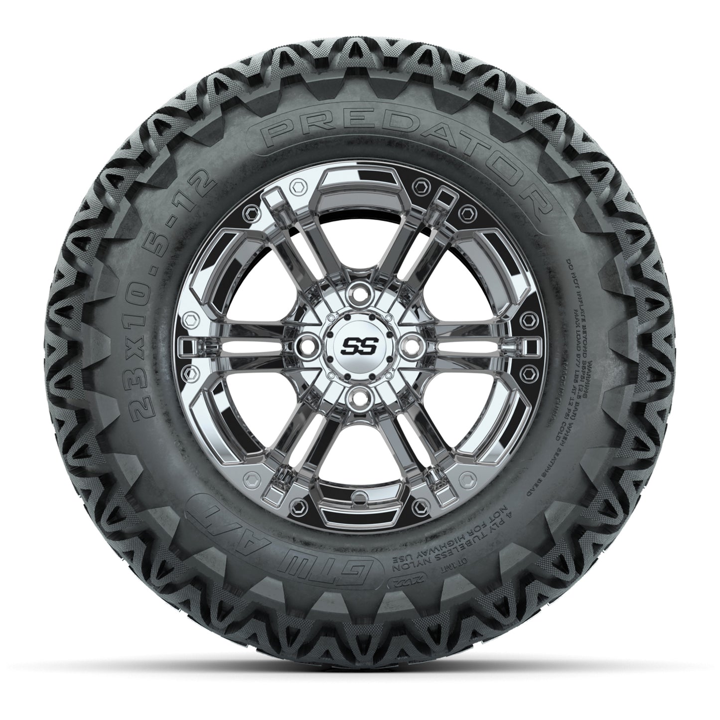 GTW Specter Chrome Wheels with 23in Predator A-T Tires - 12 Inch
