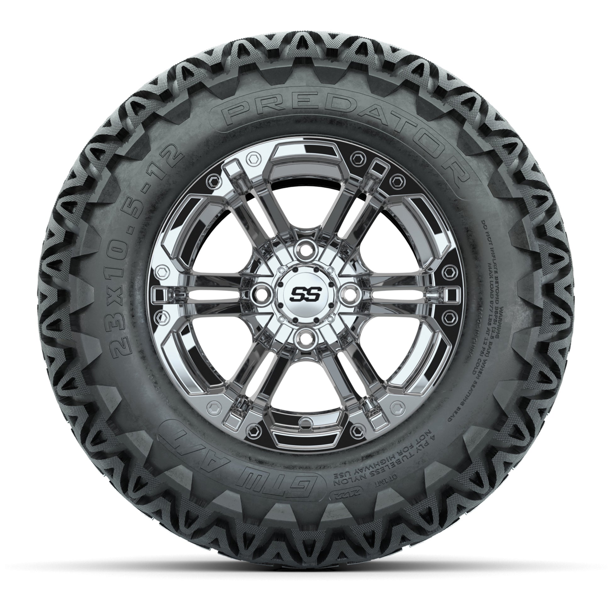 GTW Specter Chrome Wheels with 23in Predator A-T Tires - 12 Inch