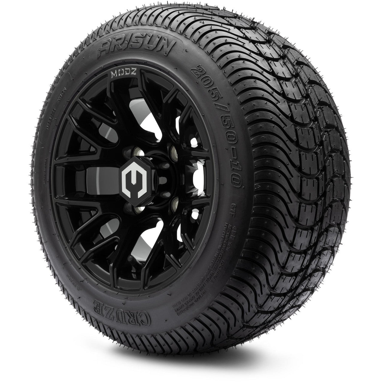 MODZ® 10" Matrix Glossy Black Wheels & Street Tires Combo