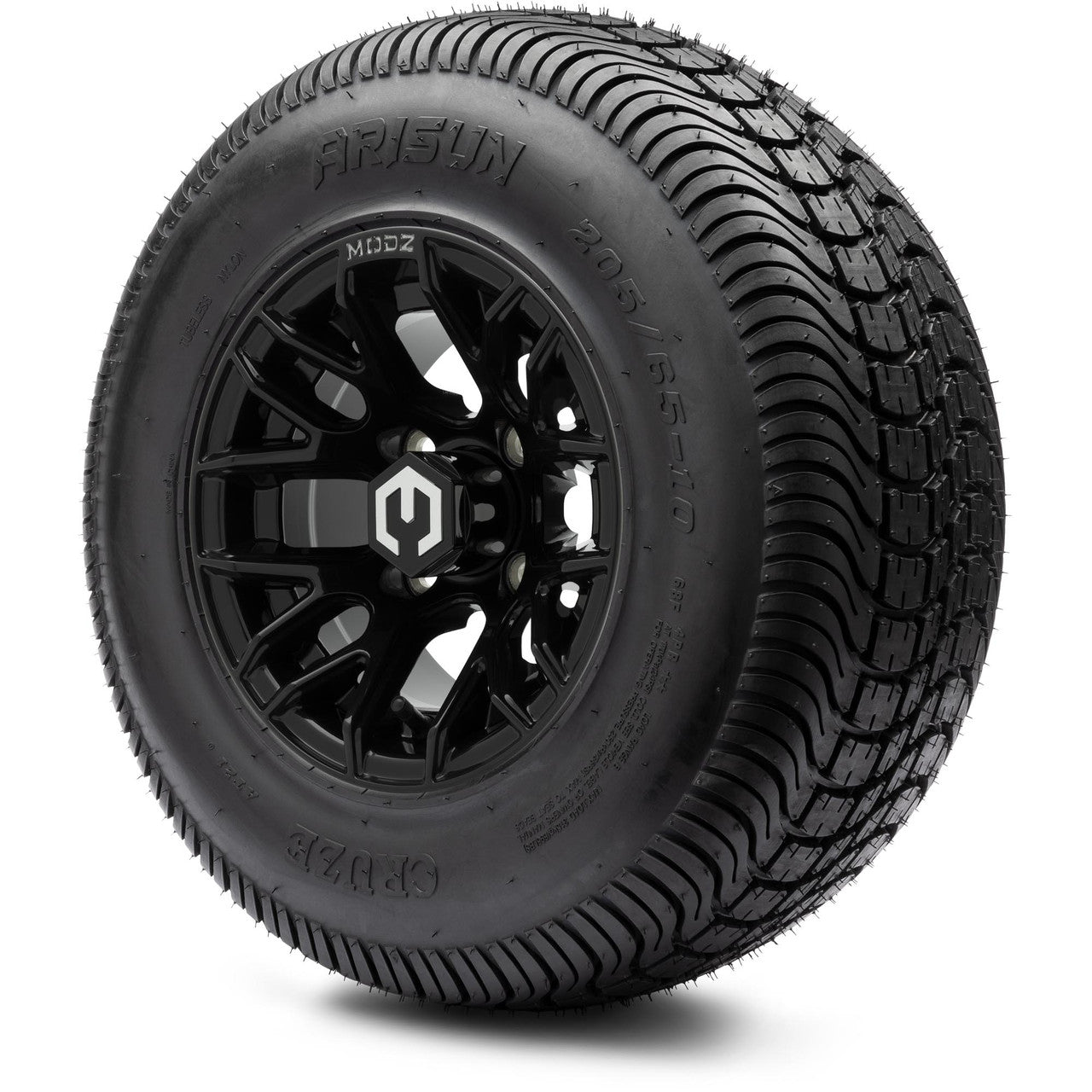 MODZ® 10" Matrix Glossy Black Wheels & Street Tires Combo