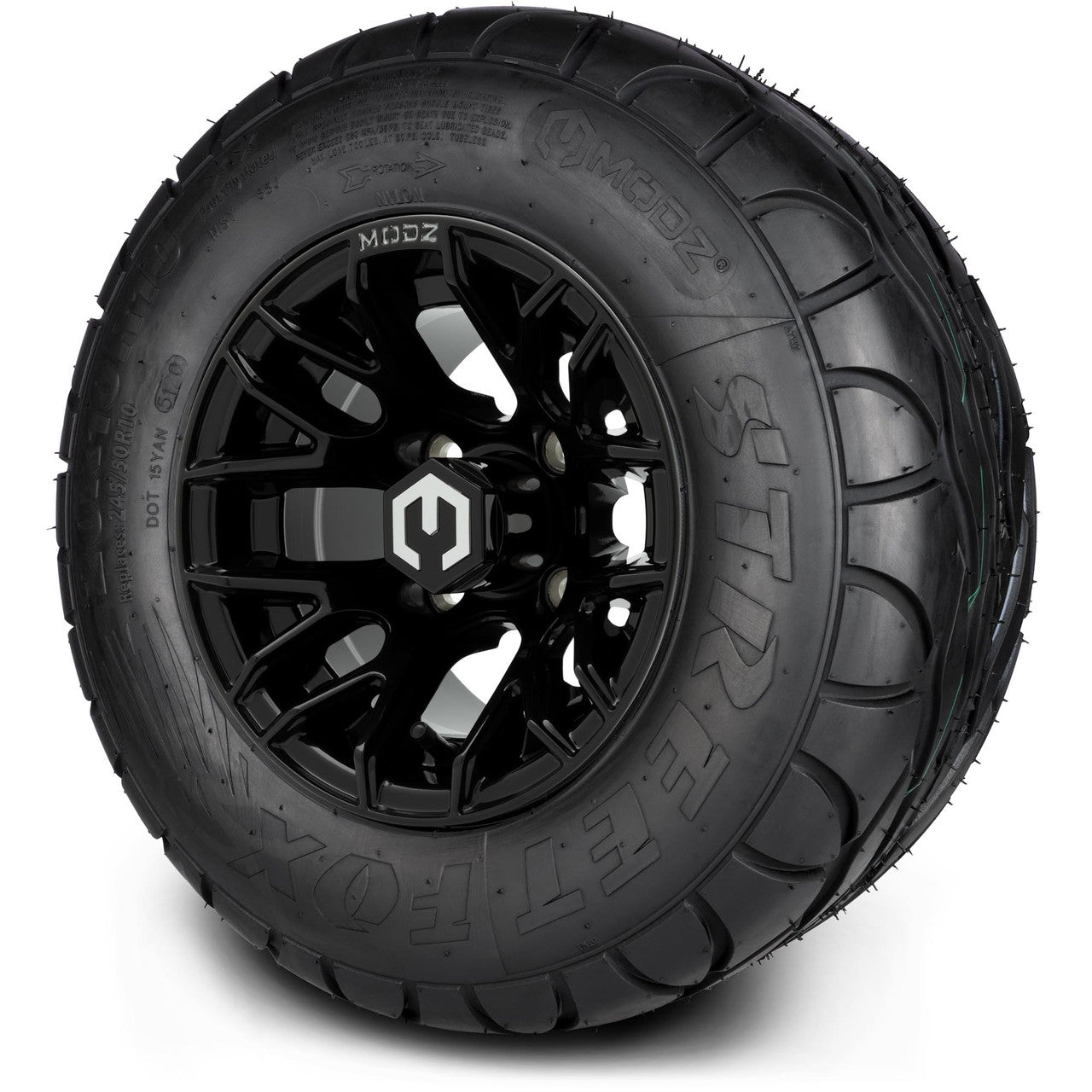 MODZ® 10" Matrix Glossy Black Wheels & Street Tires Combo
