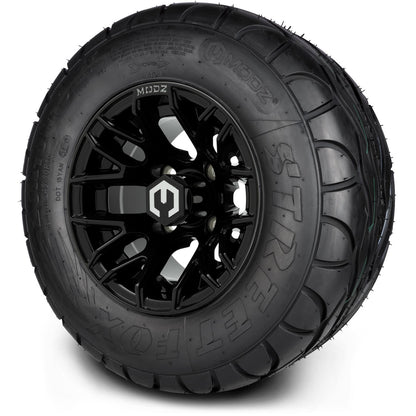 MODZ® 10" Matrix Glossy Black Wheels & Street Tires Combo