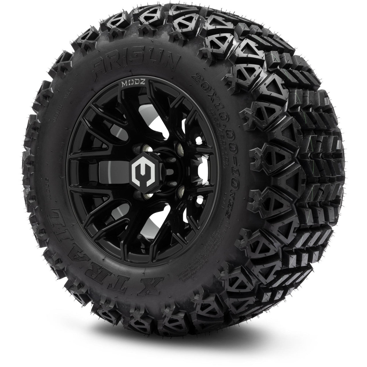 MODZ® 10" Matrix Glossy Black Wheels & Off-Road Tires Combo