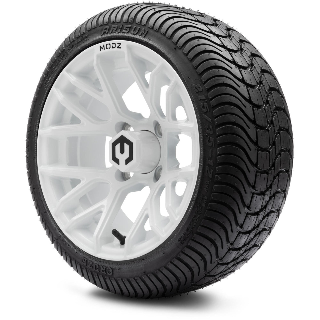 MODZ® 12" Matrix Glossy White Wheels & Street Tires Combo