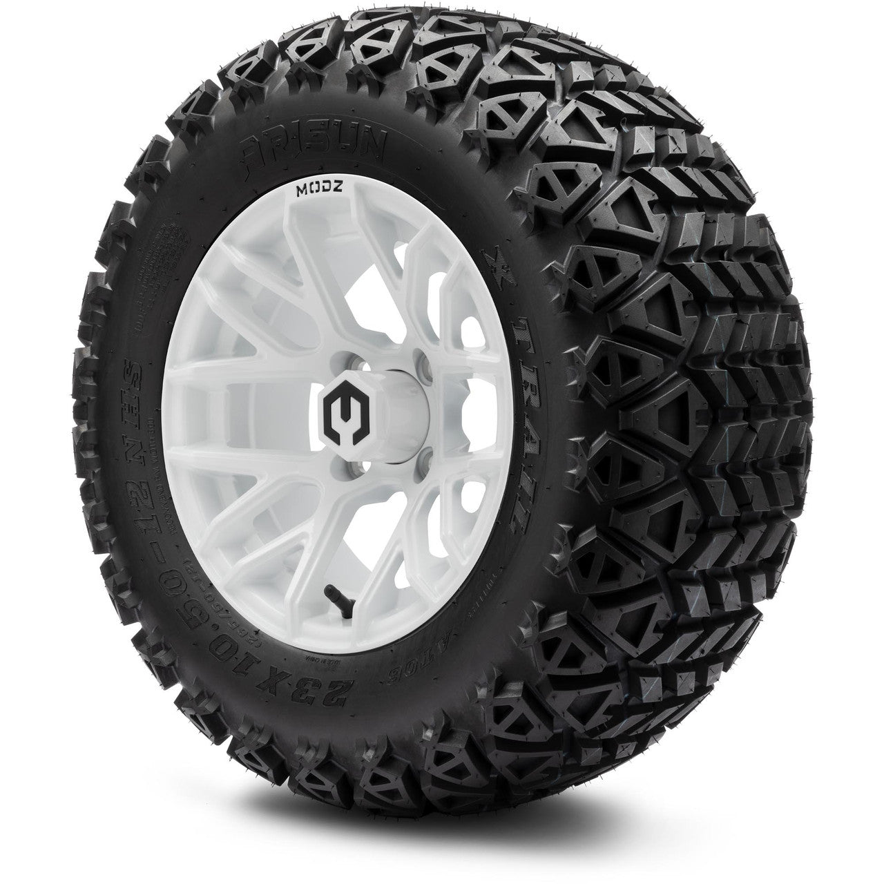 MODZ® 12" Matrix Glossy White Wheels & Off-Road Tires Combo