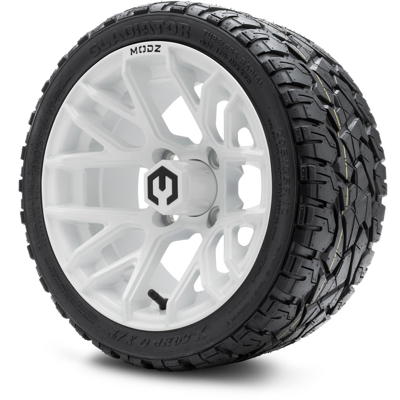 MODZ® 12" Matrix Glossy White Wheels & Off-Road Tires Combo