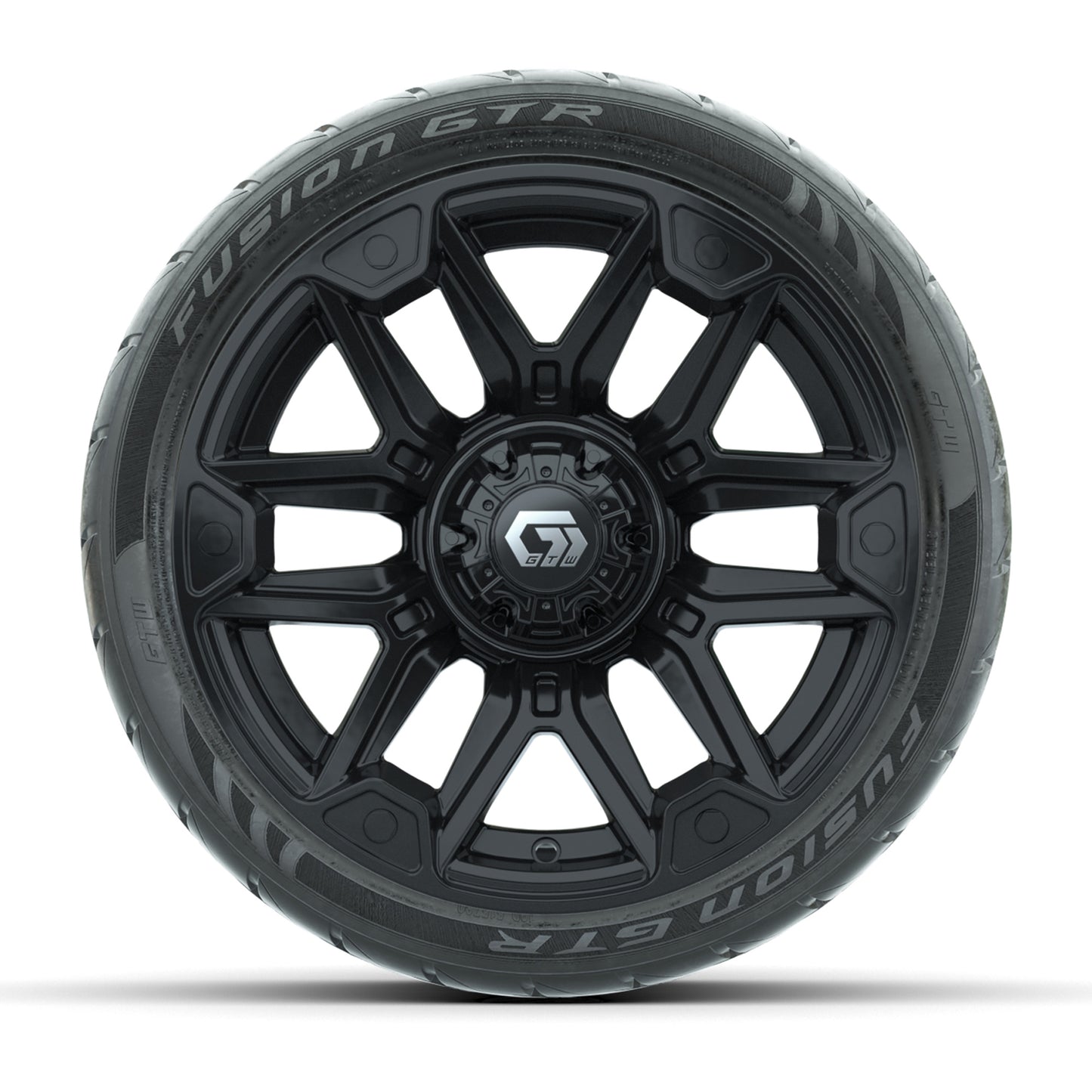 GTW® Graffiti Gloss Black 14 in Wheels with 205/40-R14 Fusion GTR Steel Belted Street Tires – Full Set