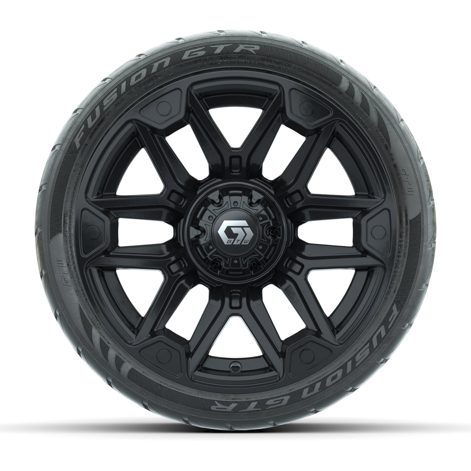 GTW® Graffiti Gloss Black 14 in Wheels with 205/40-R14 Fusion GTR Steel Belted Street Tires – Full Set