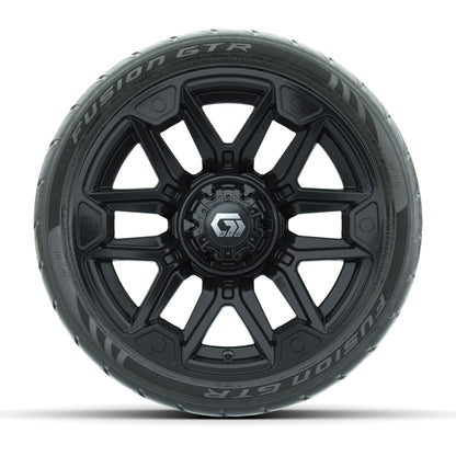 GTW® Graffiti Gloss Black 14 in Wheels with 205/40-R14 Fusion GTR Steel Belted Street Tires – Full Set