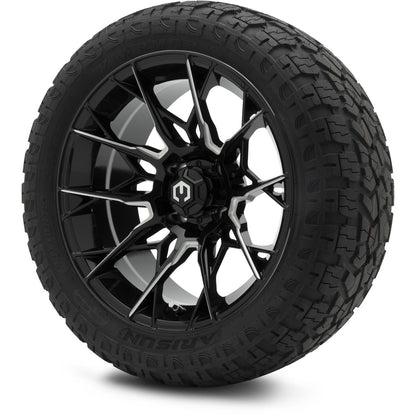 MODZ® 15" Chaos Glossy Black with Ball Mill Wheels & Off-Road Tires Combo