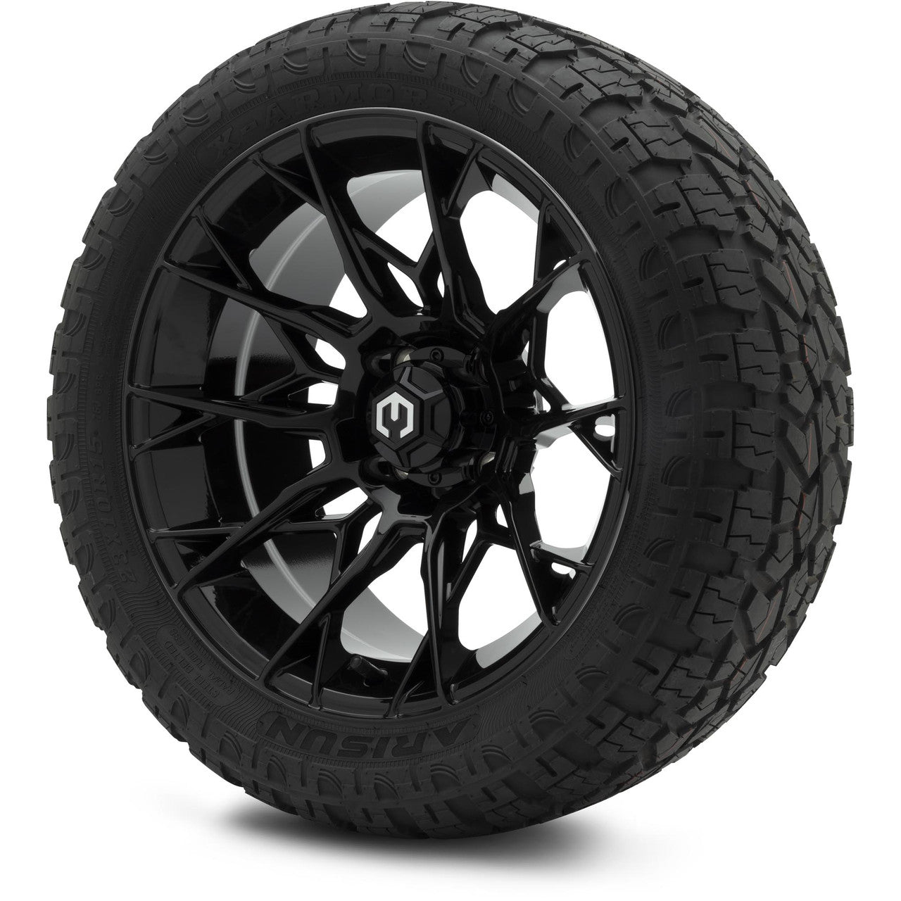 MODZ® 15" Chaos Glossy Black Wheels & Off-Road Tires Combo
