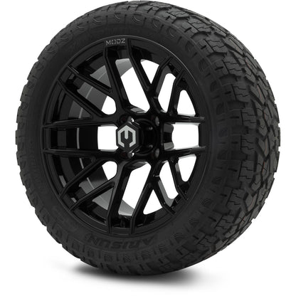MODZ® 15" Matrix Glossy Black Wheels & Off-Road Tires Combo