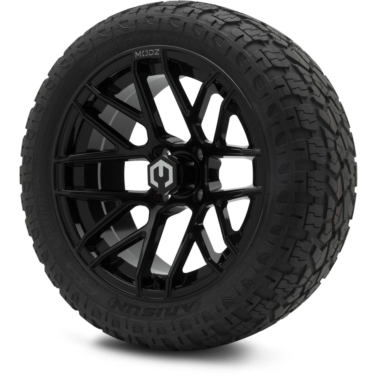 MODZ® 15" Matrix Glossy Black Wheels & Off-Road Tires Combo