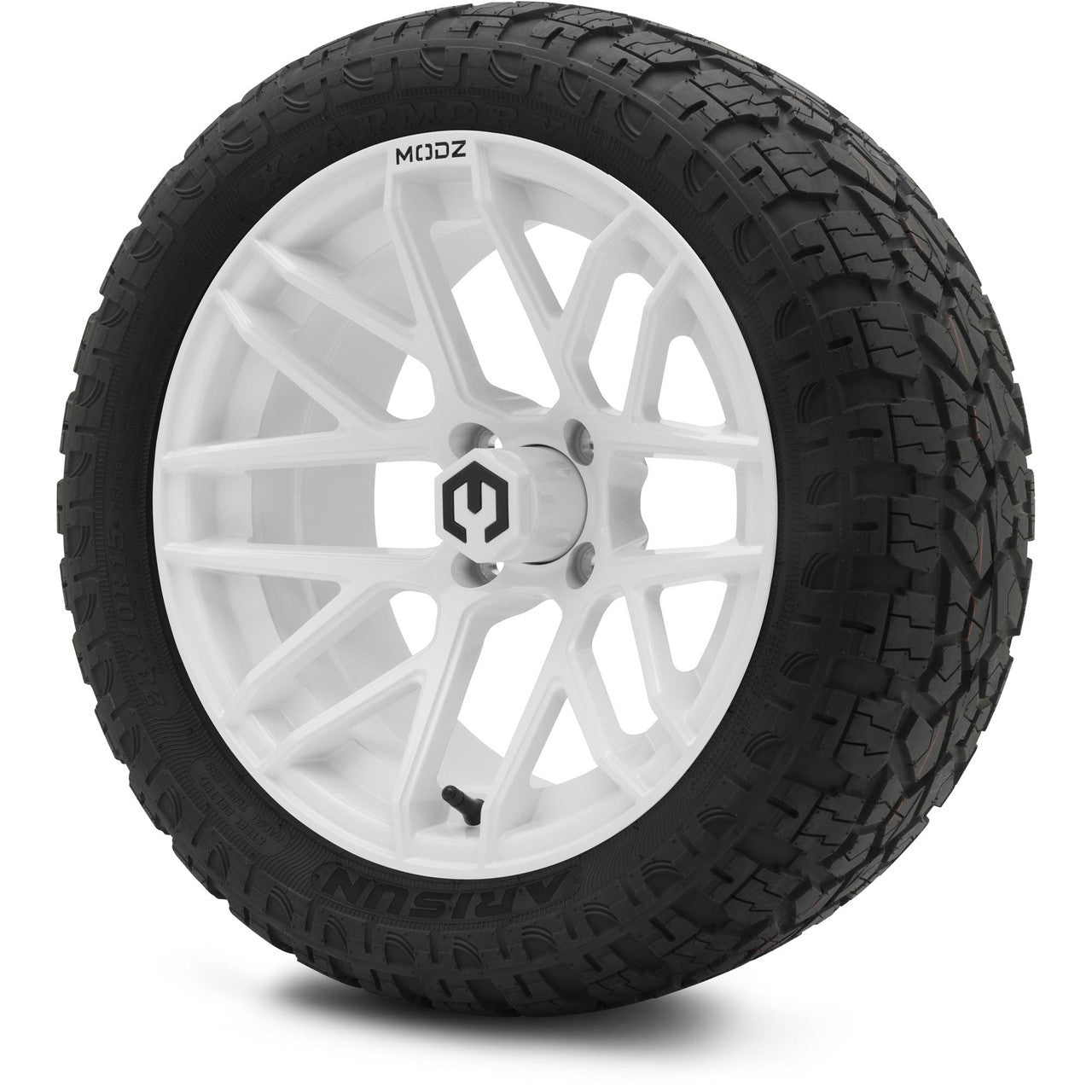 MODZ® 15" Matrix Glossy White Wheels & Off-Road Tires Combo