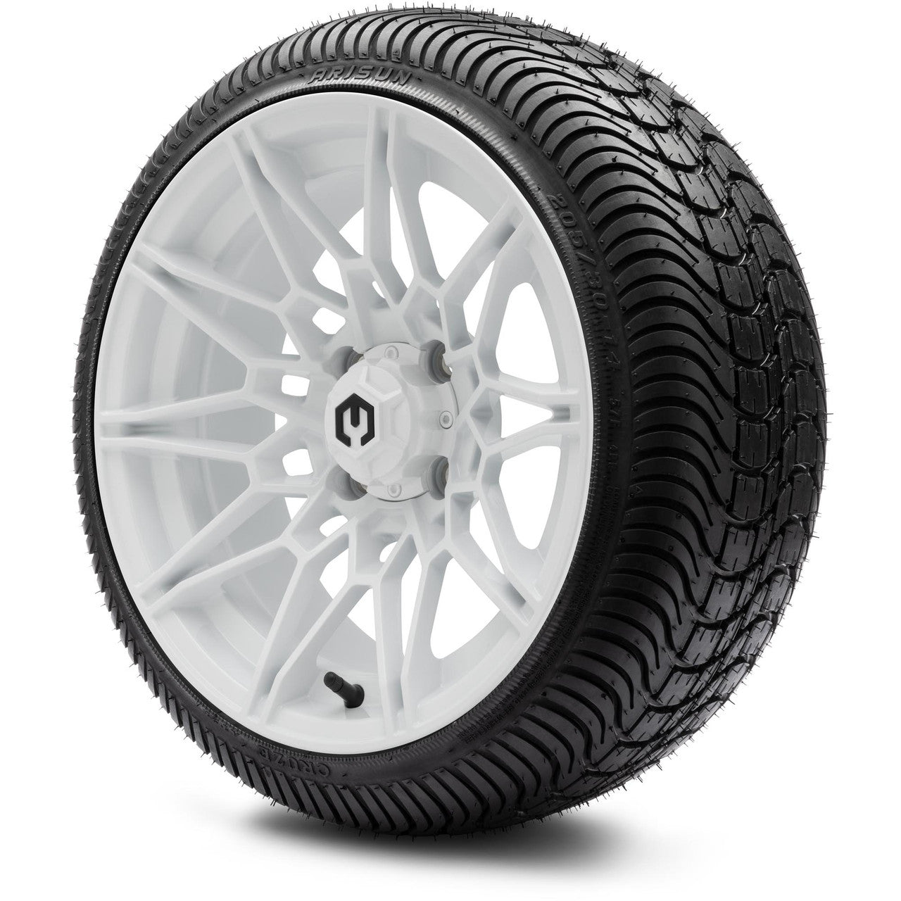 MODZ® 14" Galaxy Glossy White Wheels & Street Tires Combo