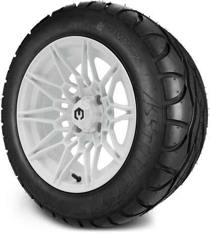 MODZ® 14" Galaxy Glossy White Wheels & Street Tires Combo